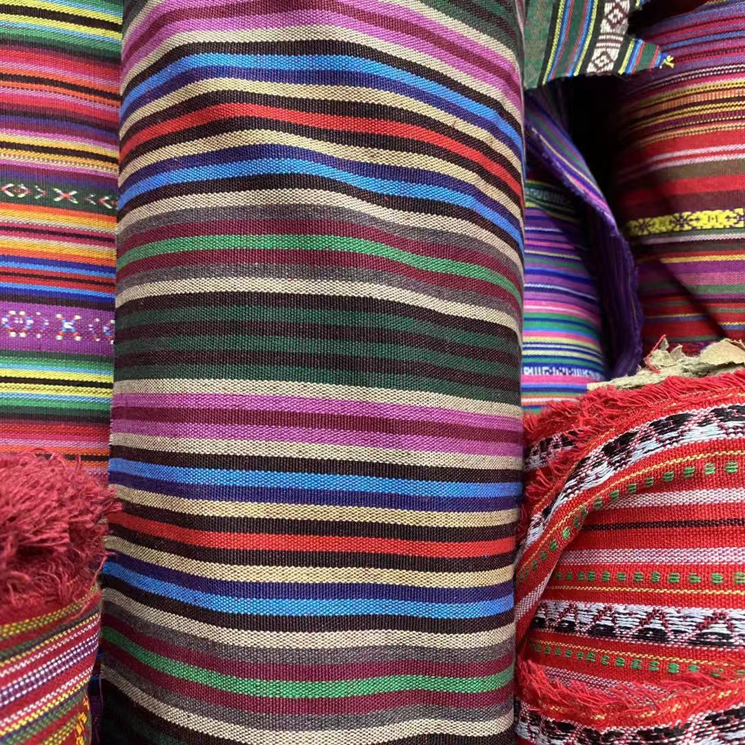 布料少数民族提花布波西米亚云南海南苗族彩色编织布裙子衣服面料