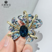 天奢珠宝高档品牌 Customization brooch 奢华铜锆石水晶蝴蝶胸针