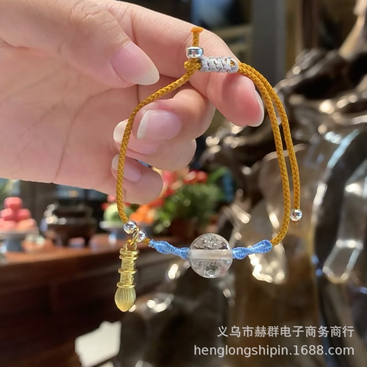 上岸~寺庙文创款手工编织金榜题名文昌笔手绳白水晶文殊心经手绳