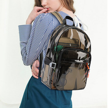 新款透明PVC双肩背包跨境风潮学生时尚背包休闲高颜值大容量书包
