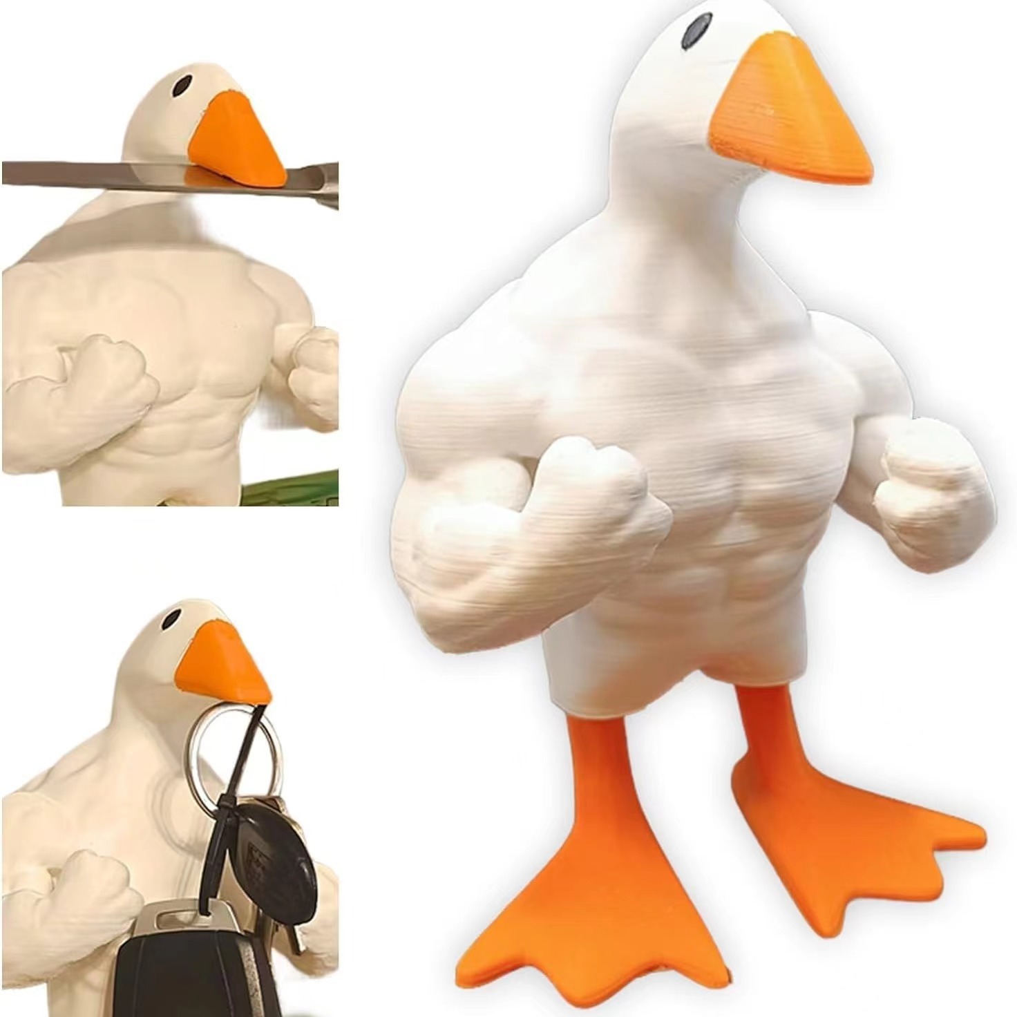 跨境创意大力士鸭子buff duck figurine雕像磁吸钥匙扣