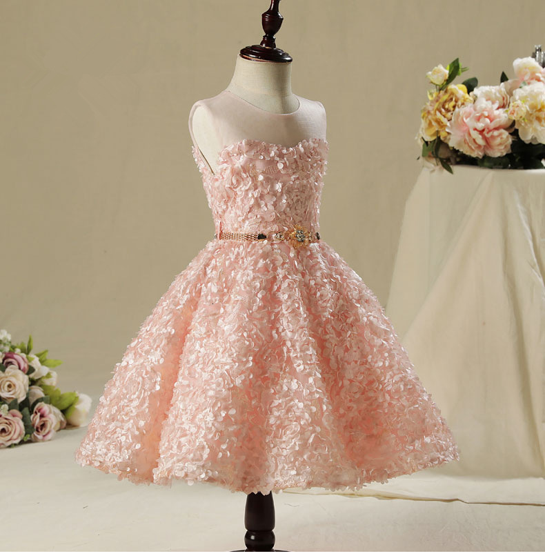 儿童礼服无袖抹胸公主裙女童钢琴演出服小女孩生日模特走秀晚礼服