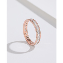玫瑰金排钻戒指女925纯银小众设计2023年新款食指戒方钻满钻指环