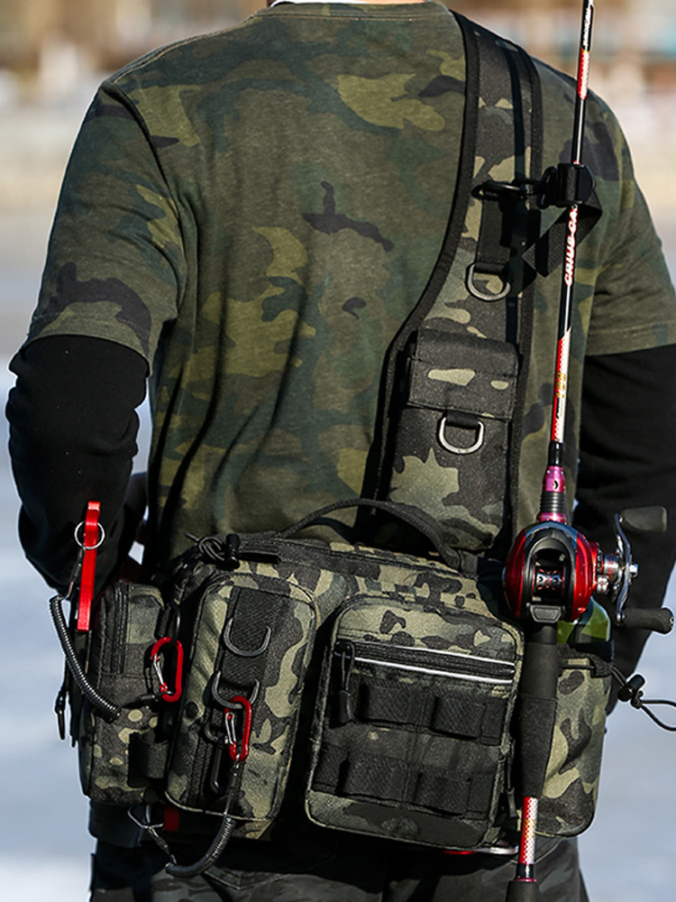 路亚包多功能腰包胸包男单肩背包大斜挎包竿包防水专用装备钓鱼包