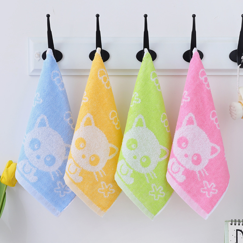 Binteng Pure Cotton Hand Towel Lint-Free Kids' Towel Hanging Cotton Home Cartoon Cute Kindergarten Absorbent Face Washing