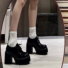 黑色玛丽珍高跟鞋女2024秋季新款时尚气质粗跟厚底增高日系小皮鞋