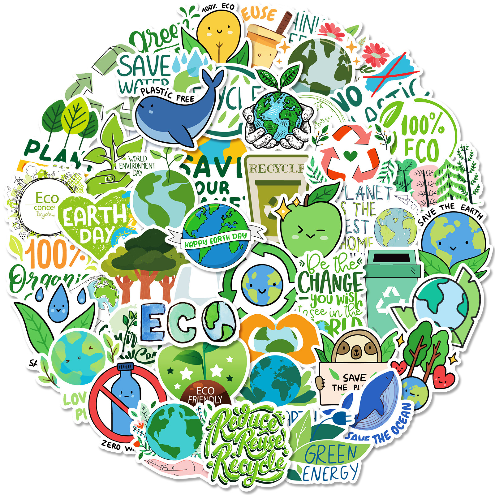 50张保护环境短语涂鸦贴纸行李箱贴纸现货手机平板电脑装饰贴纸