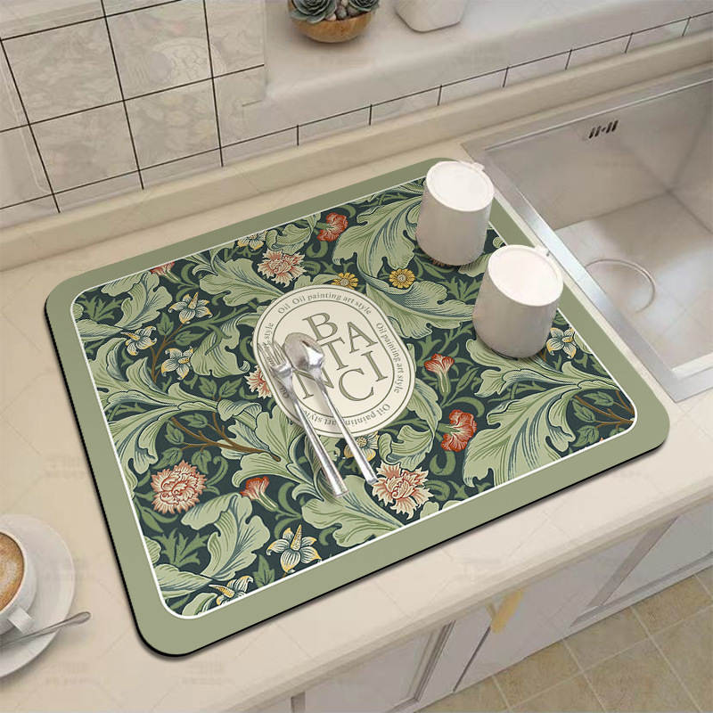 Kitchen Draining Mat Household Table Mat Absorbent Mat Countertop Tableware Disposable Table Mat Bowl Plate Drying Placemat