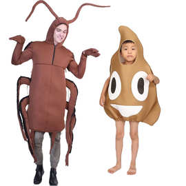 万圣节朋友亲子装扮搞笑搞怪蟑螂COS服成人儿童扮演便便服蟑螂服