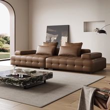 意式极简纳帕真皮劳伦斯沙发轻奢客厅大户型直排模块皮艺异形沙发