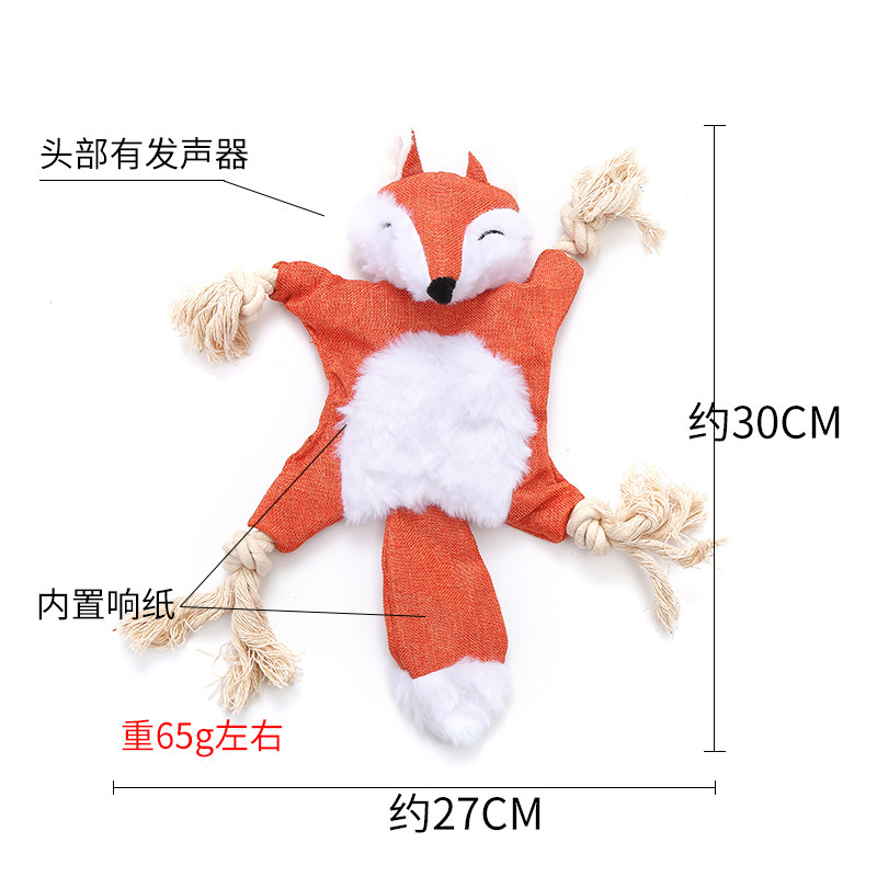 Amazon Best-Selling Dog Plush Toy Squirrel Fox Shape Containing Ringing Paper BB Cat Toy