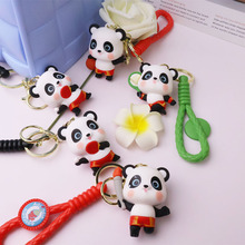 可爱大熊猫钥匙扣中国卡通国宝金属挂件特色礼物送老外挂饰纪念品