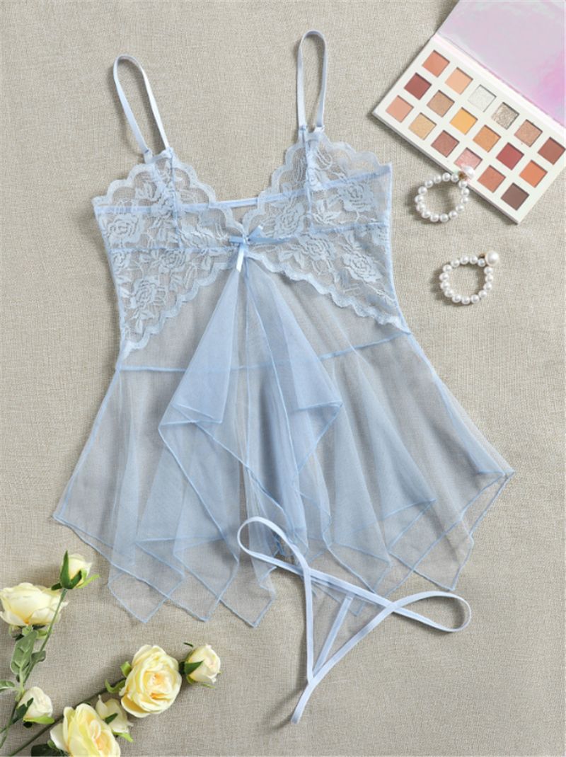 情趣内衣蕾丝透视可爱薄纱典雅梦幻藕粉色系性感情趣睡衣女士7031