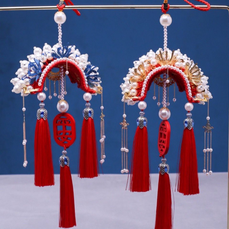 小挂件批发新品凤冠状元帽材料包diy汽车挂件风新婚礼物送好友
