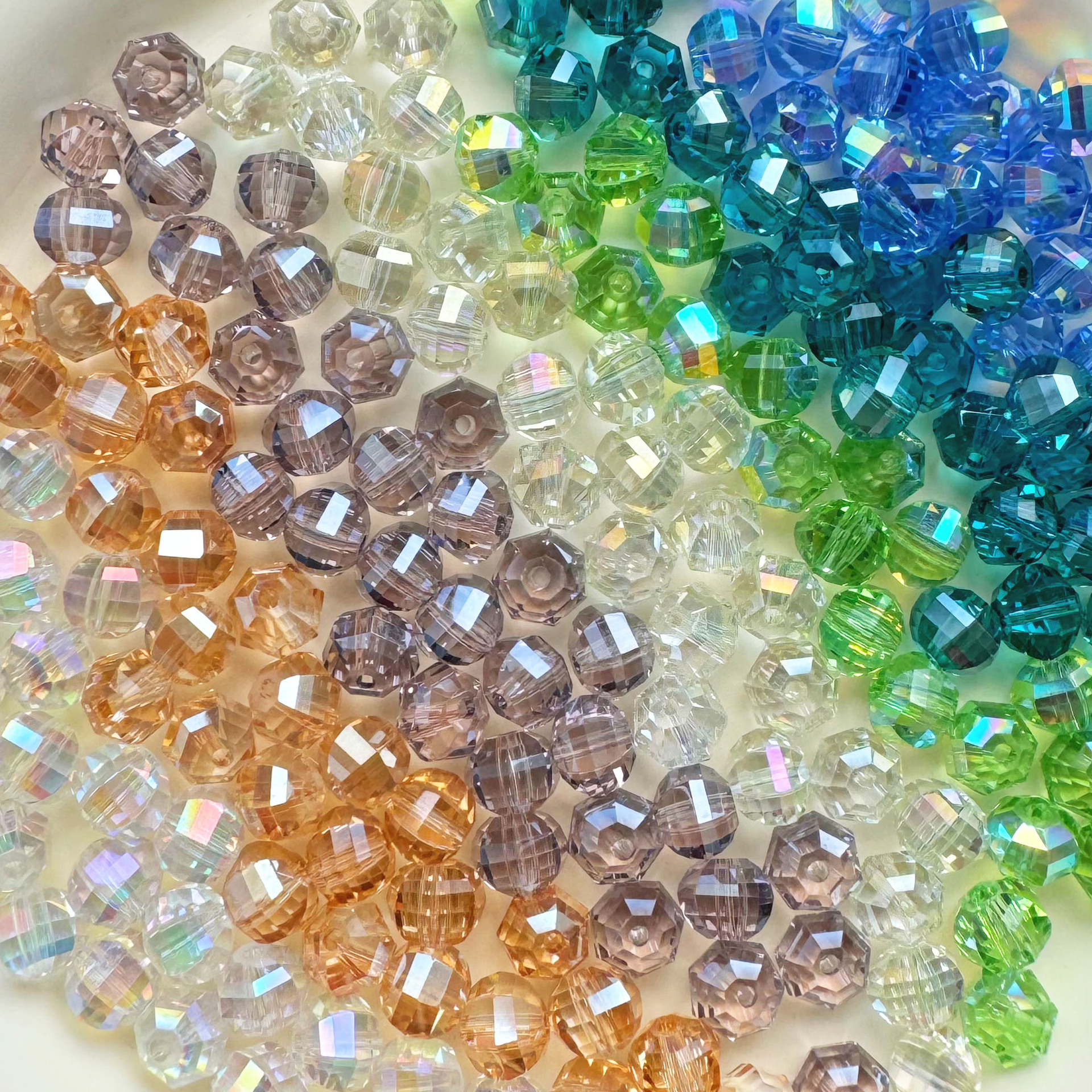 8mm高亮镀彩切面西瓜珠手链项链水晶玻璃串珠散珠手工DIY装饰配件