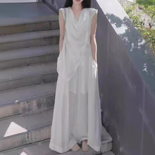 白色无袖设计感上衣森系超仙半身裙女装套装轻奢高级感女夏2024新