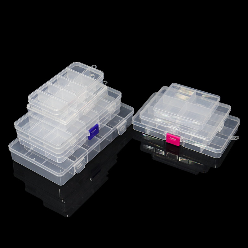 固定分格桌面收纳盒10 15 24格透明纽扣渔具配件首饰化妆品包装盒