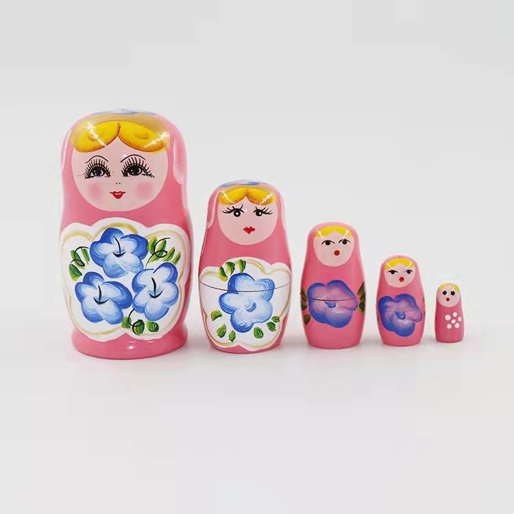 俄罗斯套娃油彩5层木质工艺品女生朋友特色礼物景区纪念品