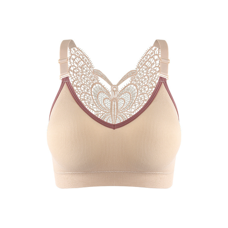 Spring and Summer New Contrast Color Butterfly Beauty Back Seamless Ladies Backless Bra Can Be Worn outside Student Bra Best-Seller on Douyin