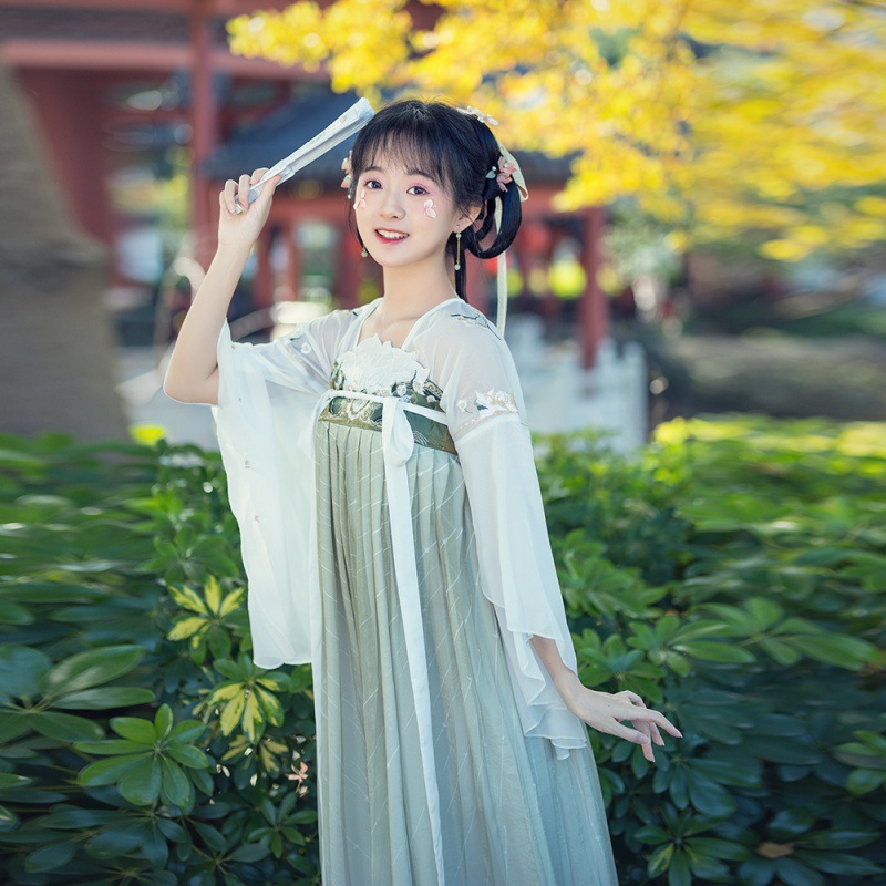 春夏新款中国风汉服女两件套汉元素日常古装女景区写真艺术照套装