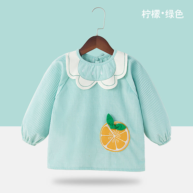 Children's Gown Baby Girl Autumn and Winter Long Sleeves Eating Apron Bib Corduroy Outer Wear Baby Bib Generation Hair