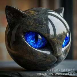 跨境新品万圣节Luxury black cat figurine奢华黑猫摆件装饰品