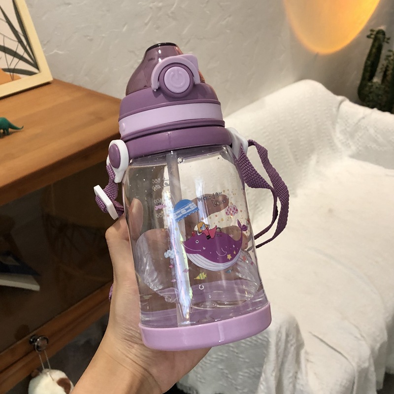 Children's Water Cup Direct Drink Portable with Rope Handle Children's Outing Water Cup Leak-Proof Shatter Proof Summer Cute Schoolchild Bottle