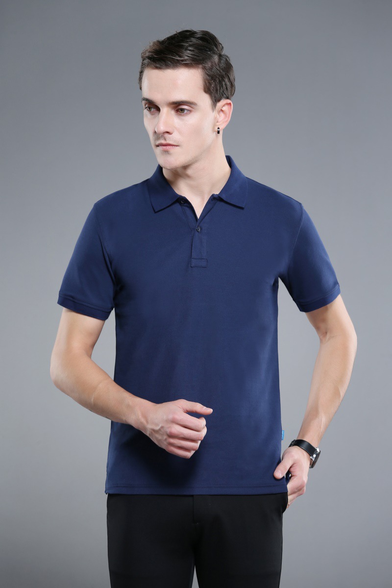 深蓝色广告衫男女款时尚翻领polo衫外贸内销t恤羽毛球高尔夫球衣