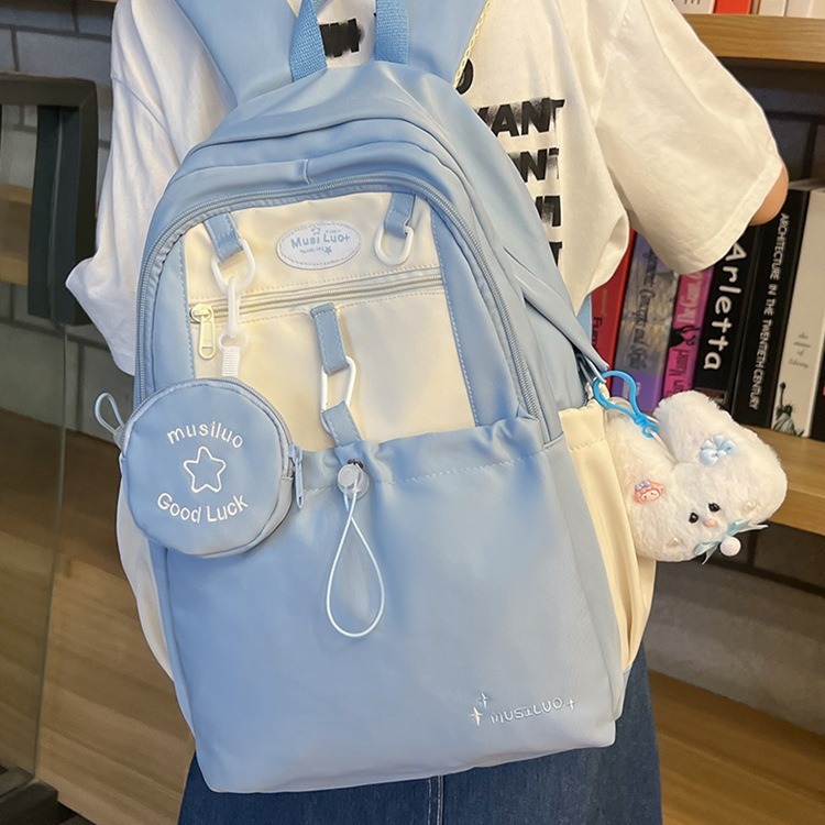 日系ins 高颜值书包女简约学院高中大学生出游背包初中女生双肩包