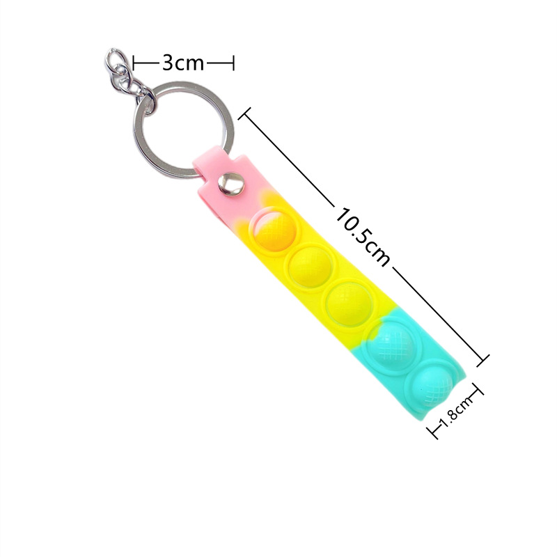 6014# Hot Trend Magic Color Decompression Bubble Keychain Leather Rope PVC Soft Rubber Wristband Keychain Accessories