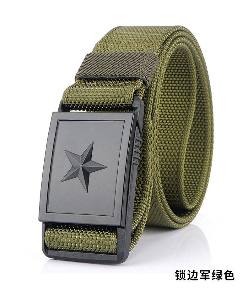 新款五星自动扣军迷战术尼龙腰带男士户外运动裤带青年军训布皮带