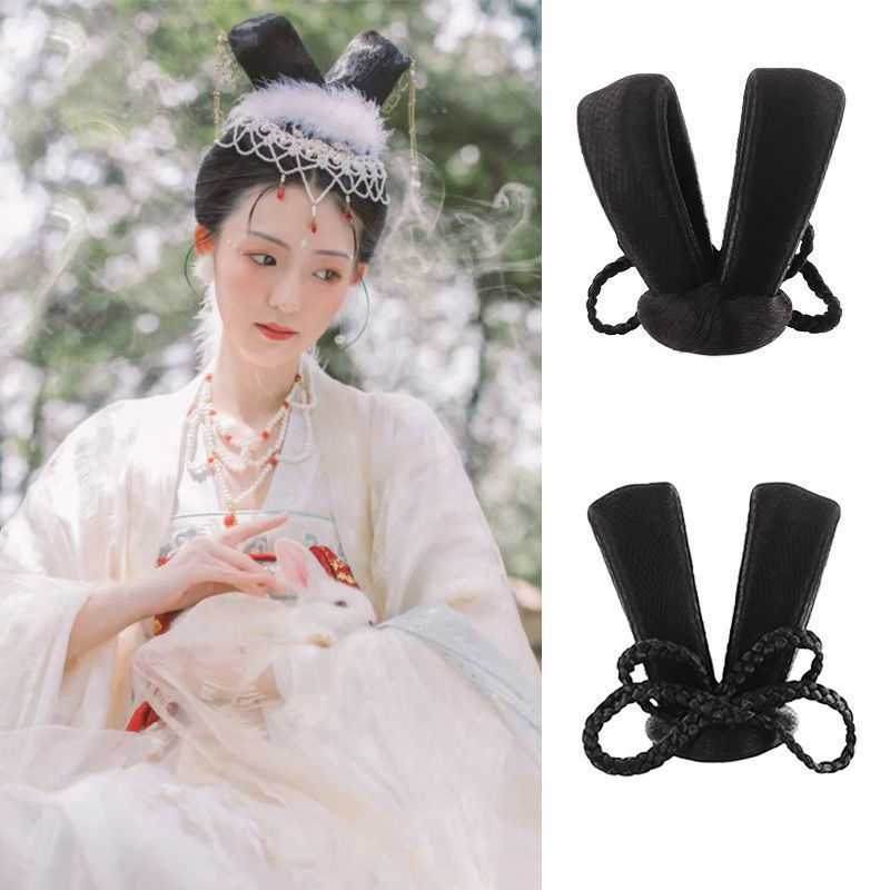 汉服假发包古装古风飞天造型头顶兔耳发髻明制古装全套配饰品