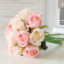 韩式婚庆新娘手捧花束12头把束小玫瑰家居装饰假花仿真12头小玫瑰