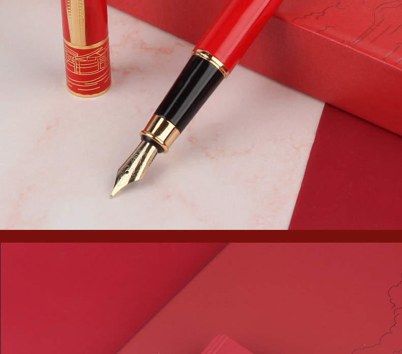 英雄钢笔1311红色礼盒商务办公送礼企业周年纪念钢笔套装可定制