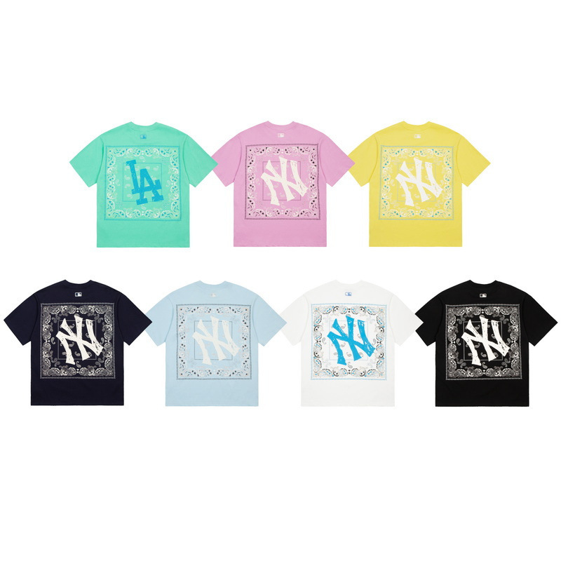 潮牌mlb2022夏新款腰果花短袖背后大方框ny标logo男女情侣运动t恤