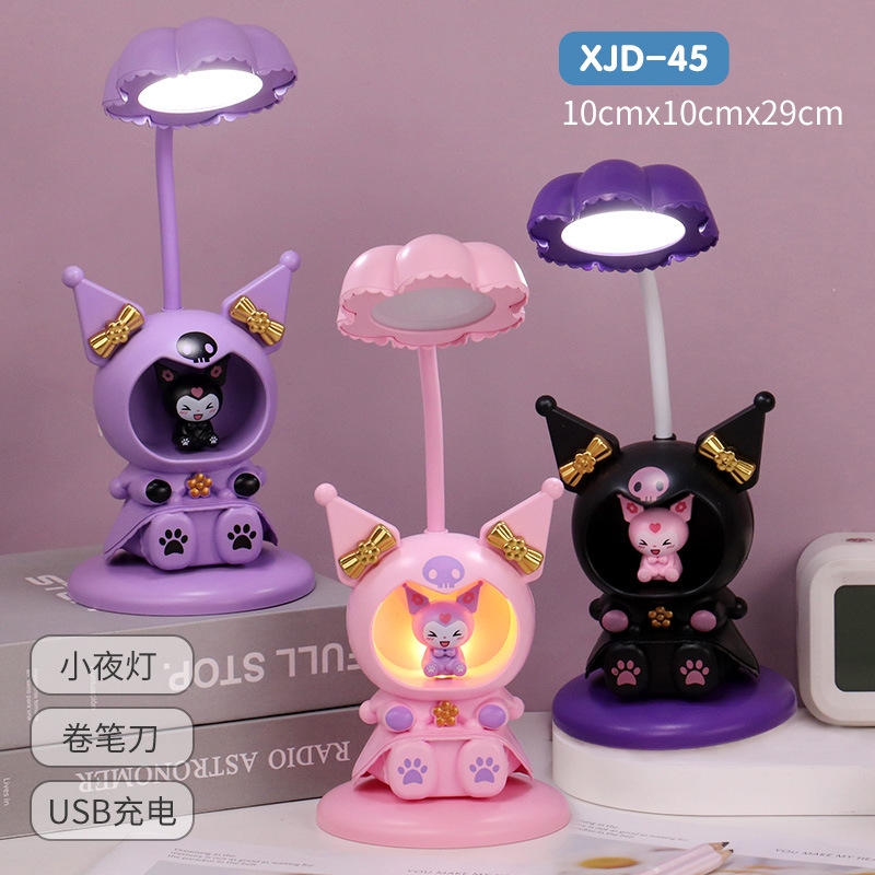 Cute Melody Eye Protection Table Lamp Clow M Seven-Color Ambience Light Decoration Practical Gift Cinnamoroll Babycinnamoroll Small Night Lamp