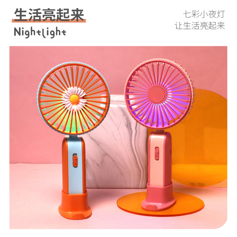 Drip Fan Cartoon Phone Holder USB Charging Desktop Small Fan Handheld Folding Fan Advertising Gift