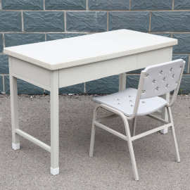 现货简约三斗桌稳固多用途学习桌子灰白色文员宿舍静音滑轨办公桌