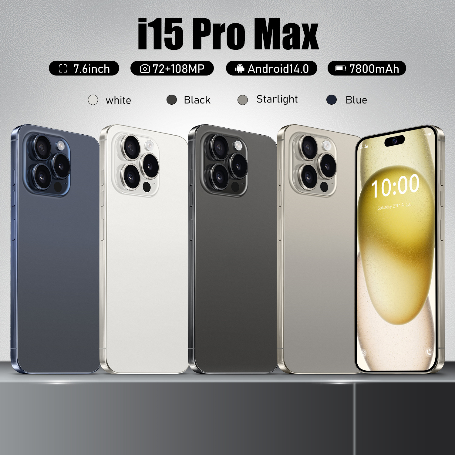 新款i15ProMax跨境手机7.6寸拉丝边框智能手机3+64g厂家批发外贸