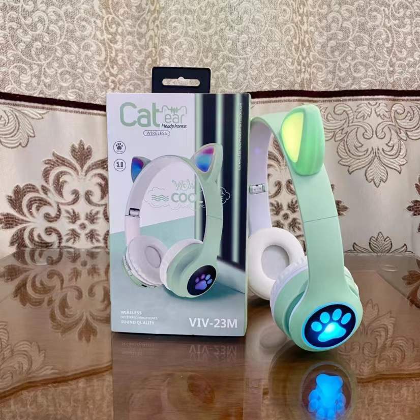 Spot Supply VIV-23M Headset Bluetooth Headset Luminous Cat Ears Foldable Card Wireless Bluetooth