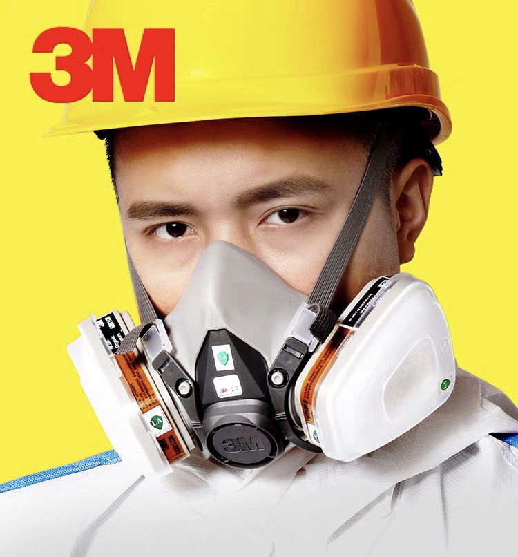 3m6200防毒面具套装喷漆防护甲醛气体农药活性炭打磨防尘防毒口罩