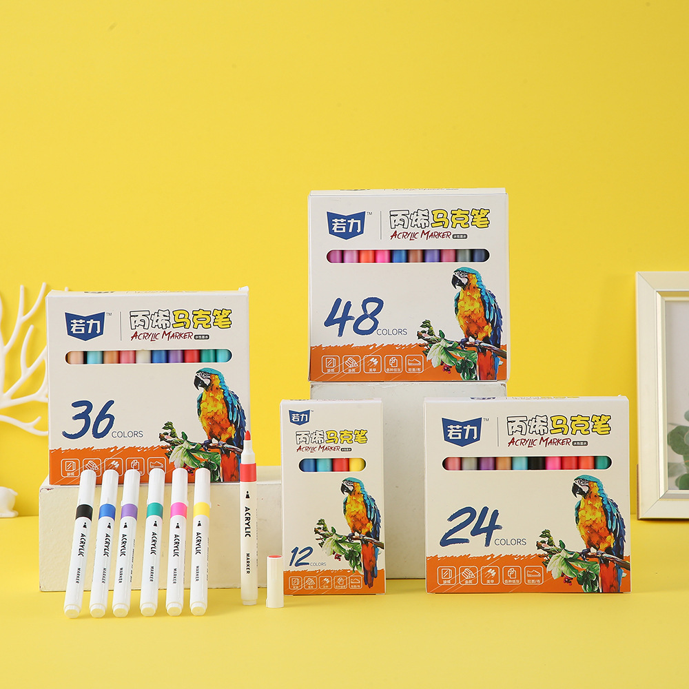New Pp Plastic Acrylic Marker Pen Set Paper Box Children's Painting Brush Set Drawing Pen Whole Piece