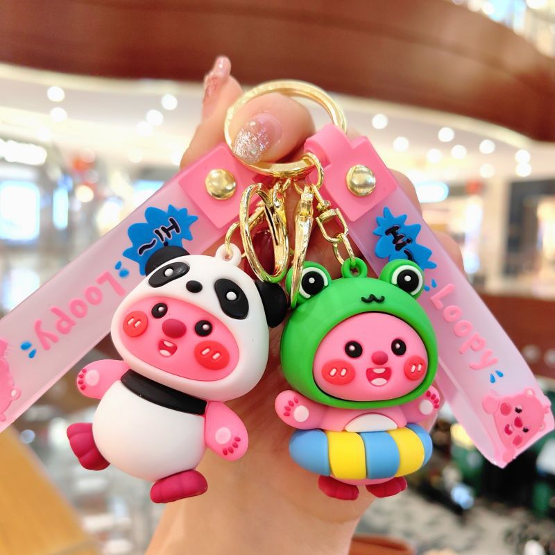 创意可爱pvc小海狸钥匙扣挂件卡通公仔汽车钥匙链挂饰小礼品批发