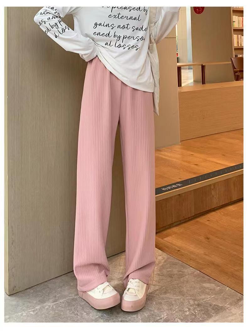 2023 Spring and Autumn New Cloud Puff Pants White Wide Leg Pants Women's High Waist Drooping Pleated Straight Casual Pants Pants