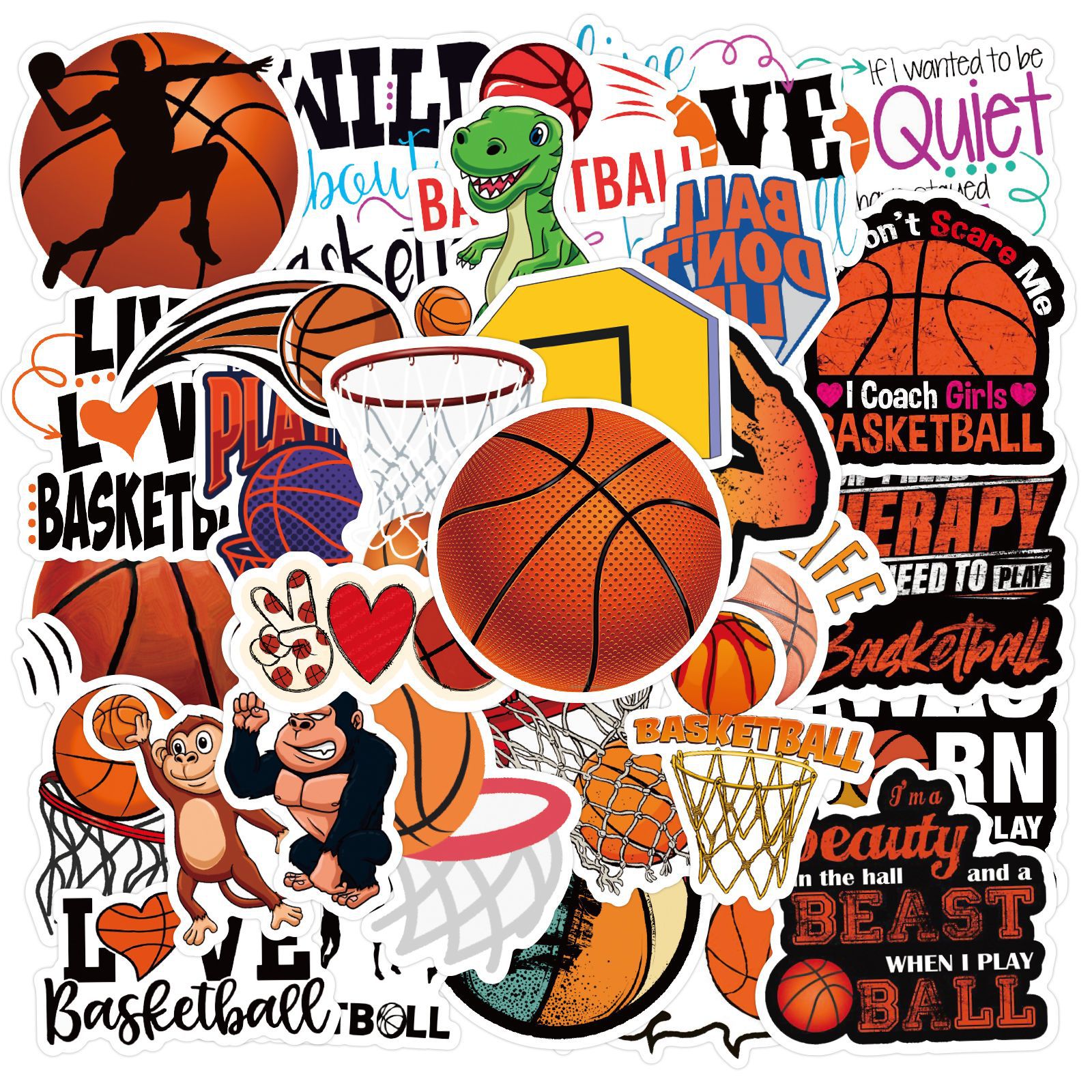 50张篮球涂鸦贴纸 跨境体育运动贴纸个性diy滑板行李箱防水贴纸
