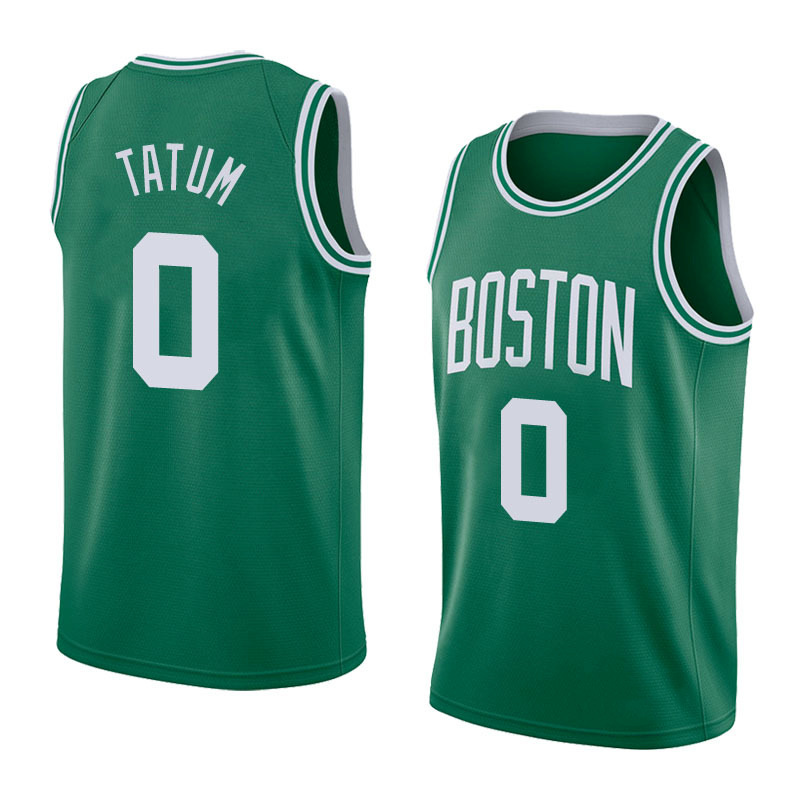 跨境外贸热销美式篮球凯尔特人球衣塔图姆0号贴布热压篮球球衣