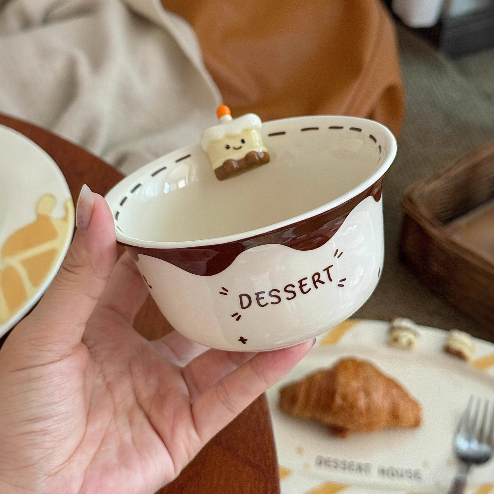 箱批甜品屋系列釉下彩陶瓷甜品屋4.7寸小蛋糕米饭碗居家厨房吃饭