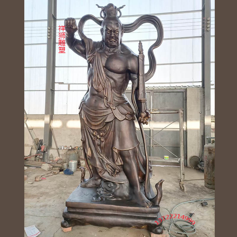 祥狮纯铜哼哈二将神像佛像护王顺宅门神金刚力士护法大将一对大型