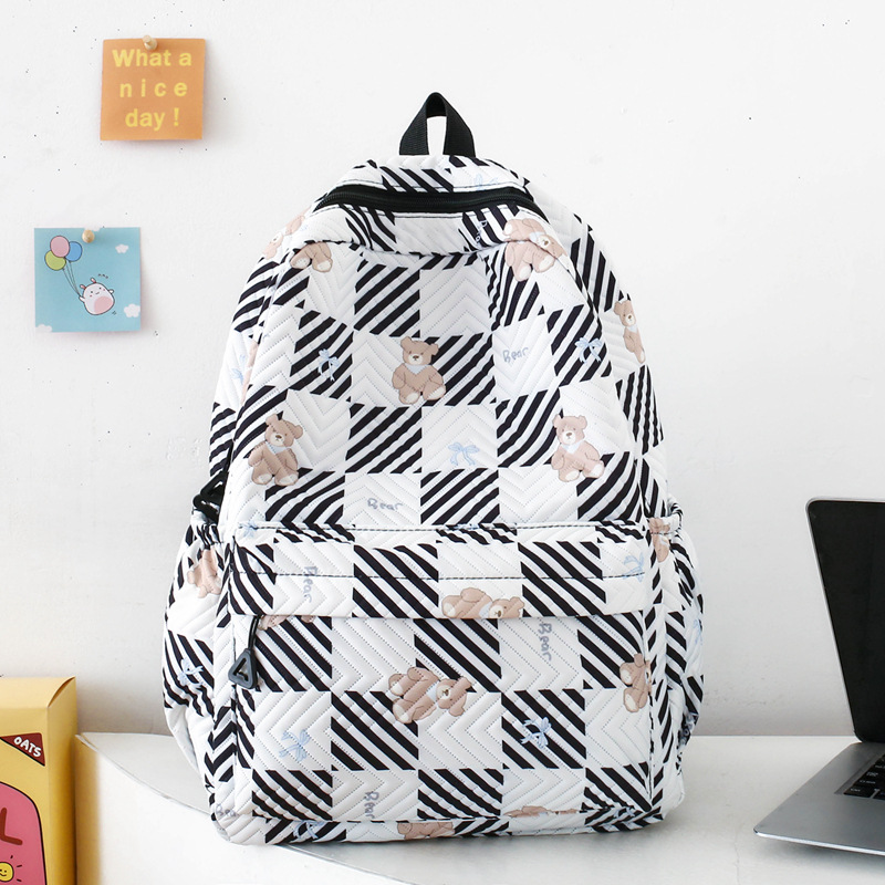 Schoolbag Female Junior High School and College Student Campus Good-looking Minority All-Match Ins Canvas Contrast Color Striped Backpack