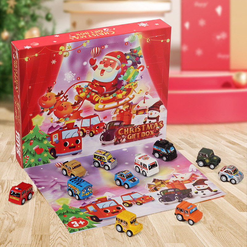 Cross-Border New Christmas Countdown Calendar Blind Box Surprise Disassembly Music Toy Warrior Inertia Car Toy Blind Box